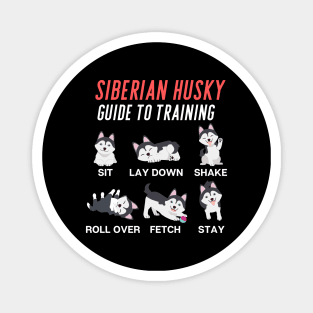 siberian husky guide to training-black and white husky dog Magnet